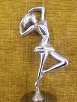 Art deco stílusú nikkelezett fém szobor