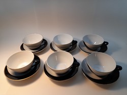 Hollóházi fekete-fehér (pingvin) kávés  csésze készlet 6 db