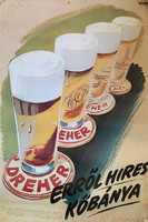 Plakát: Dreher sör - erről híres Kőbánya (reprint 1980 körüli!) Nagyméretű!