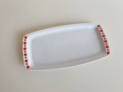Old retro lowland large size 36.5 cm porcelain tray with red patterned bowl