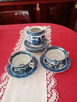 Blue white cobalt blue English porcelain tea coffee cup, saucer, sugar holder willow - willow 10 pcs