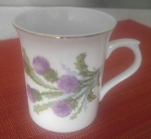 ORIGINAL BOHEMIA  porcelán vadvirág díszítésű csésze, pohár, arany szegélyes, átmérője 8 cm.