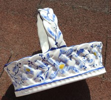 Rc & cl Portuguese hand painted porcelain basket with handles