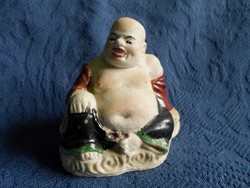 Kézzel festett kis jó kedélyű kerámia buddha, hibátlan