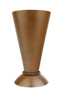 1D669 Régi magyar ötvösmunka kalapált tölcsér alakú vörösréz váza 16 cm