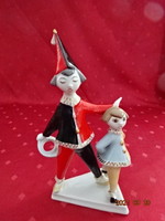 Hollóház porcelain figurine with clown girl and hoop, height 21 cm. He has!