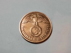 Horogkeresztes 5 Pfennig 1939 G  gyönyörű 