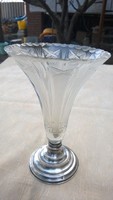 Ezüst talpas kristály váza dianás