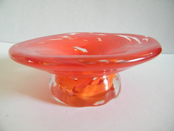 Nagy szép cseh Rubin Glass üveg tál, asztalközép