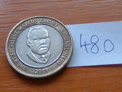 JAMAICA JAMAIKA 20 DOLLÁR 2001 BIMETÁL #480