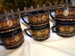 6 Russian plastic majolica mugs with a hand-painted pattern - beautiful handcrafted product