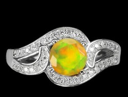 Genuine modern noble opal silver ring with white sapphire size 7 (16)