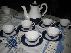 Zsolnay mocha set, blue and white, not marked, not used yet
