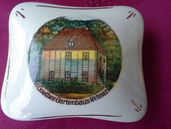 Hand painted porcelain box, bonbonier, goethe garden house. Rare! Cheaper!