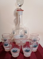 Retro wine glass with stopper + 6 glasses