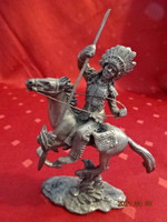Antique tin equestrian figure, height 12.5 cm. He has!
