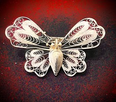 Pillangós antik ezüst bross !