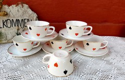 Granite French Card Pattern Poker Card Cups 6 Piece Tea Cups Nostalgia Pieces Rare Collector
