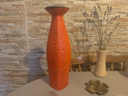 Retro Pesthidegkúti kerámia váza, 40 cm, alján szignóval Katafa felhasználónak