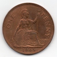 Nagy-Britannia 1 angol penny, 1965