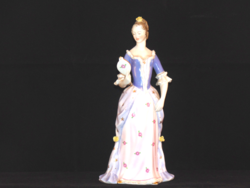 Hollóházi barokk ruhás nő tükörrel