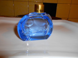 Antik parfümös lapra csiszolt, metszett  cseh  illatszeres  üveg-szép-kímélt darab 