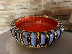 Pesthidegkút retro ceramic bowl, even for bonsai pot, large size, marked