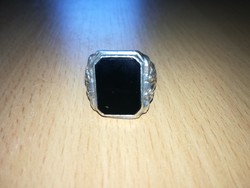Ezüst pecsétgyűrű fekete onix kővel 835!