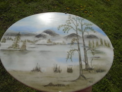 Hand-painted landscape marked scene porcelain picture - antique wall picture circa 1940-50 years flawless