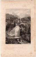 Wildbad Gastein, acélmetszet 1840, eredeti, 10 x 14, metszet, Salzburg, Ausztria, gyógyforrás
