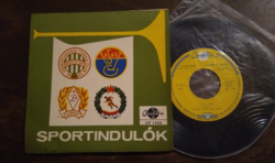 Sportindulók, Fradi, Honvéd, Vasas, Újpest induló - kis antikvár bakelit lemez 1967
