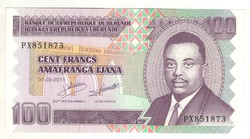 100 frank francs 2011 Burundi UNC
