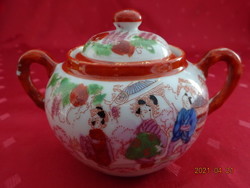 Japanese porcelain, brown-edged sugar bowl, height 9 cm. He has!