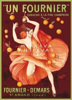 Vintage curacao pezsgő reklám hirdetés plakát reprint nyomat Cappiello spanyol táncos lány narancs