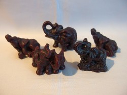 5 db gipszből készült elefánt szobor