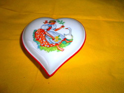 Drasche kézzel festett , szív alakú porcelán ékszertartó, bonbonier-kitűnő állapot