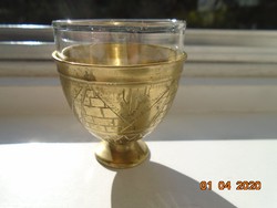 Török ottomán ZARF kávés pohár tartó kézzel készült egyedi cizellált mintákkal,tűzálló üveg pohárral