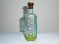 Antik kis üveg palack - gyógyszertári gyógyszeres, hatszögletű, KÜLSŐLEG felirat - 80 ml