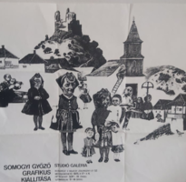 SOMOGYI GYŐZŐ plakát 1975-ből - szitanyomat papíron  52x48 cm (kortárs magyar grafikus)