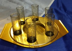 Karcagi veil glass tube cup set with tray