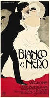 Vintage italian theater fashion poster reprint black white masquerade elegant couple evening dress tailcoat
