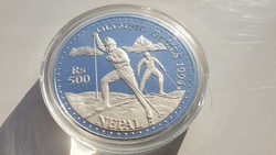 1994 Lillehammer Olimpiai játékok 0.925 ritka ezüst érme 31.47g Nepál