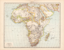Afrika térkép 1881, német, eredeti, 41 x 53 cm, hátoldalán is térképek, Nílus vidéke, Senegambia
