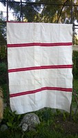 Homemade canvas tablecloth for wall protection furniture with wide red weaving 191x94 cm
