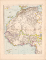 Északnyugat - Afrika, Antillák, koloniák térkép 1887, német atlasz, Kuba, Jamaica, Haiti, gyarmat