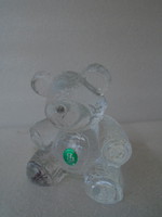 Station nicely worked lead crystal with a larger teddy bear, 600 grams