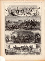Magyar betyárvilág, metszet 1878, 23 x 32 cm, Magyarország, fametszet, betyár, ló, lovas, tolvaj