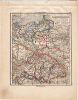Kárpátok országai térkép 1871, eredeti, német nyelvű, Magyarország, Lengyelország, Poroszország