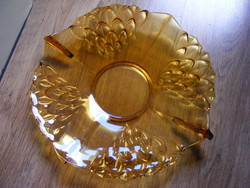 borostyán sárga színű üveg kínáló tál 35 cm