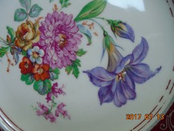 KARLSBAD CARL KNOLL monogrammal,kézzel festett virág mintás,ezüst klasszikus szegély mintás tányér